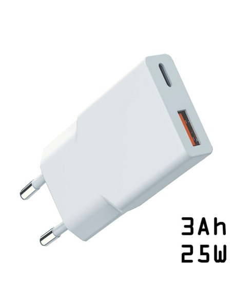 Alimentatore rapido PD USAB-A e USB-C 5V 3Ah 25W
